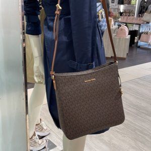Michael Kors Jet Set Travel Large Messenger Crossbody Bag Brown
